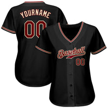 Laden Sie das Bild in den Galerie-Viewer, Uksn Individuelles Schwarz Karmesinrot-City Cream Authentic Baseball Trikot