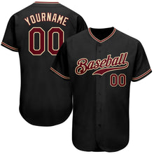 Laden Sie das Bild in den Galerie-Viewer, Uksn Individuelles Schwarz Karmesinrot-City Cream Authentic Baseball Trikot