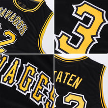 Laden Sie das Bild in den Galerie-Viewer, Uksn Individuelles Schwarz Gold-Weiß Rundhals Rippstrick Basketball Trikot