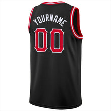 Laden Sie das Bild in den Galerie-Viewer, Uksn Individuelles Schwarz Rot-Weiß Rundhals Rippstrick Basketball Trikot