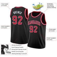 Laden Sie das Bild in den Galerie-Viewer, Uksn Individuelles Schwarz Rot-Weiß Rundhals Rippstrick Basketball Trikot