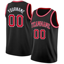 Laden Sie das Bild in den Galerie-Viewer, Uksn Individuelles Schwarz Rot-Weiß Rundhals Rippstrick Basketball Trikot