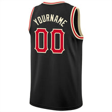 Laden Sie das Bild in den Galerie-Viewer, Uksn Individuelles Schwarz Rot-Cream Rundhals Rippstrick Basketball Trikot