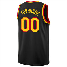 Laden Sie das Bild in den Galerie-Viewer, Uksn Individuelles Schwarz Gold-Rot Rundhals Rippstrick Basketball Trikot