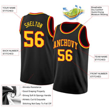 Laden Sie das Bild in den Galerie-Viewer, Uksn Individuelles Schwarz Gold-Rot Rundhals Rippstrick Basketball Trikot