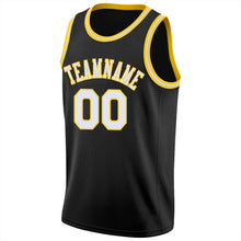 Laden Sie das Bild in den Galerie-Viewer, Uksn Individuelles Schwarz Weiß-Gold Rundhals Rippstrick Basketball Trikot