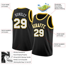 Laden Sie das Bild in den Galerie-Viewer, Uksn Individuelles Schwarz Weiß-Gold Rundhals Rippstrick Basketball Trikot