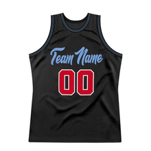 Laden Sie das Bild in den Galerie-Viewer, Uksn Individuelles Schwarz Rot-Hellblau Authentic Retro Basketball Trikot