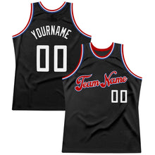Laden Sie das Bild in den Galerie-Viewer, Uksn Individuelles Schwarz Weiß-Rot Authentic Retro Basketball Trikot