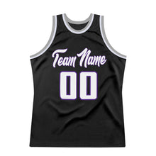 Laden Sie das Bild in den Galerie-Viewer, Uksn Individuelles Schwarz Weiß-Lila Authentic Retro Basketball Trikot
