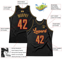 Laden Sie das Bild in den Galerie-Viewer, Uksn Individuelles Schwarz Altgold-Rot Authentic Retro Basketball Trikot
