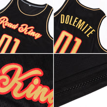 Laden Sie das Bild in den Galerie-Viewer, Uksn Individuelles Schwarz Altgold-Rot Authentic Retro Basketball Trikot