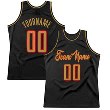 Laden Sie das Bild in den Galerie-Viewer, Uksn Individuelles Schwarz Altgold-Rot Authentic Retro Basketball Trikot