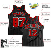 Laden Sie das Bild in den Galerie-Viewer, Uksn Individuelles Schwarz Weiße Nadelstreifen Rot-Weiß Authentic Basketball Trikot