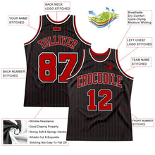 Laden Sie das Bild in den Galerie-Viewer, Uksn Individuelles Schwarz Rote Nadelstreifen Rot-Weiß Authentic Basketball Trikot