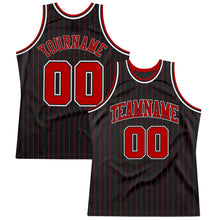 Laden Sie das Bild in den Galerie-Viewer, Uksn Individuelles Schwarz Rote Nadelstreifen Rot-Weiß Authentic Basketball Trikot