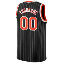 Laden Sie das Bild in den Galerie-Viewer, Uksn Individuelles Schwarz Weiße Nadelstreifen Orange-Weiß Authentic Basketball Trikot