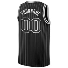 Laden Sie das Bild in den Galerie-Viewer, Uksn Individuelles Schwarz Weiße Nadelstreifen Schwarz-Weiß Authentic Basketball Trikot