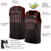 Laden Sie das Bild in den Galerie-Viewer, Uksn Individuelles Schwarz Rote Nadelstreifen Schwarz-Weiß Authentic Basketball Trikot