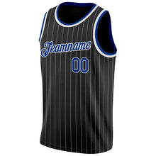 Laden Sie das Bild in den Galerie-Viewer, Uksn Individuelles Schwarz Weiße Nadelstreifen Königsblau-Weiß Authentic Basketball Trikot