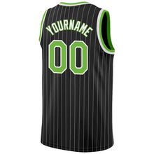 Laden Sie das Bild in den Galerie-Viewer, Uksn Individuelles Schwarz Weiße Nadelstreifen Neongrün-Weiß Authentic Basketball Trikot