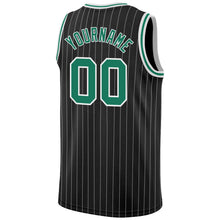 Laden Sie das Bild in den Galerie-Viewer, Uksn Individuelles Schwarz Weiße Nadelstreifen Kelly-Grün-Weiß Authentic Basketball Trikot