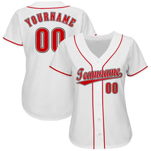 Laden Sie das Bild in den Galerie-Viewer, Uksn Individuelles Weiß Rot-Schwarz Baseball Trikot