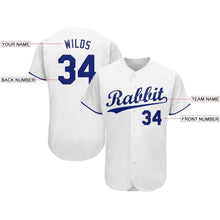 Laden Sie das Bild in den Galerie-Viewer, Uksn Individuelles Weiß Königsblau Baseball Trikot