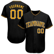 Laden Sie das Bild in den Galerie-Viewer, Uksn Individuelles Schwarz Gold-Weiß Baseball Trikot