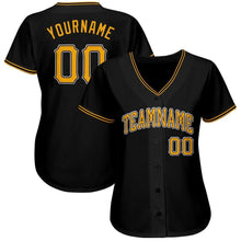 Laden Sie das Bild in den Galerie-Viewer, Uksn Individuelles Schwarz Gold-Weiß Baseball Trikot