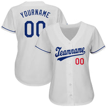 Laden Sie das Bild in den Galerie-Viewer, Uksn Individuelles Weiß Königsblau-Rot Authentic Baseball Trikot