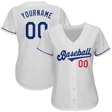 Laden Sie das Bild in den Galerie-Viewer, Uksn Individuelles Weiß Königsblau-Rot Authentic Baseball Trikot