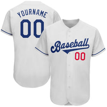 Laden Sie das Bild in den Galerie-Viewer, Uksn Individuelles Weiß Königsblau-Rot Authentic Baseball Trikot