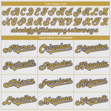 Laden Sie das Bild in den Galerie-Viewer, Uksn Individuelles Weiß Altgold-Königsblau Authentic Baseball Trikot