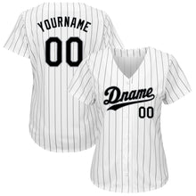 Laden Sie das Bild in den Galerie-Viewer, Uksn Individuelles Weiß Schwarze Nadelstreifen Schwarz-Grau Authentic Baseball Trikot