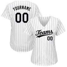Laden Sie das Bild in den Galerie-Viewer, Uksn Individuelles Weiß Schwarze Nadelstreifen Schwarz-Grau Authentic Baseball Trikot