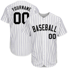 Laden Sie das Bild in den Galerie-Viewer, Uksn Individuelles Weiß Lila Nadelstreifen Schwarz-Grau Authentic Baseball Trikot
