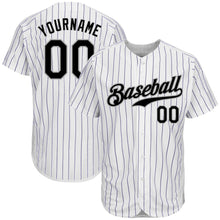 Laden Sie das Bild in den Galerie-Viewer, Uksn Individuelles Weiß Lila Nadelstreifen Schwarz-Grau Authentic Baseball Trikot