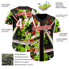 Laden Sie das Bild in den Galerie-Viewer, Uksn Individuelles Schwarz Weiß Neongrün-Rot Geometrische Splitter-Punktgitter Authentic Baseball Trikot
