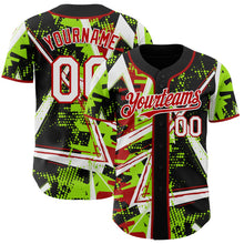 Laden Sie das Bild in den Galerie-Viewer, Uksn Individuelles Schwarz Weiß Neongrün-Rot Geometrische Splitter-Punktgitter Authentic Baseball Trikot
