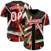 Laden Sie das Bild in den Galerie-Viewer, Uksn Individuelles Schwarz Weiß Grasgrün-Feuerrot Geometrische Splitter-Punktgitter Authentic Baseball Trikot

