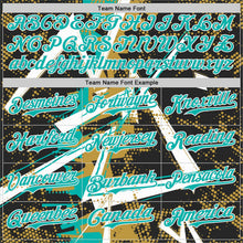 Laden Sie das Bild in den Galerie-Viewer, Uksn Individuelles Schwarz Weiß Altgold-Aqua Geometrische Splitter-Punktgitter Authentic Baseball Trikot
