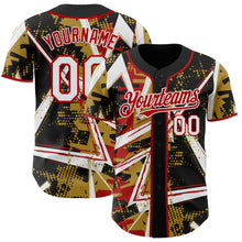 Laden Sie das Bild in den Galerie-Viewer, Uksn Individuelles Schwarz Weiß Altgold-Rot Geometrische Splitter-Punktgitter Authentic Baseball Trikot
