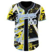 Laden Sie das Bild in den Galerie-Viewer, Uksn Individuelles Schwarz Weiß Hellgelb-Hellblau Geometrische Splitter-Punktgitter Authentic Baseball Trikot
