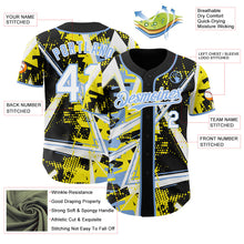 Laden Sie das Bild in den Galerie-Viewer, Uksn Individuelles Schwarz Weiß Hellgelb-Hellblau Geometrische Splitter-Punktgitter Authentic Baseball Trikot

