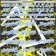 Laden Sie das Bild in den Galerie-Viewer, Uksn Individuelles Schwarz Weiß Hellgelb-Hellblau Geometrische Splitter-Punktgitter Authentic Baseball Trikot
