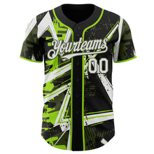 Laden Sie das Bild in den Galerie-Viewer, Uksn Individuelles Schwarz Weiß Neongrün-Oliv Geometrische Splitter-Punktgitter Authentic Baseball Trikot
