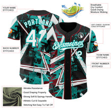 Laden Sie das Bild in den Galerie-Viewer, Uksn Individuelles Schwarz Weiß Crimson-Aqua Geometrische Splitter-Punktgitter Authentic Baseball Trikot
