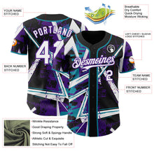 Laden Sie das Bild in den Galerie-Viewer, Uksn Individuelles Schwarz Weiß Petrol-Lila Geometrische Splitter-Punktgitter Authentic Baseball Trikot
