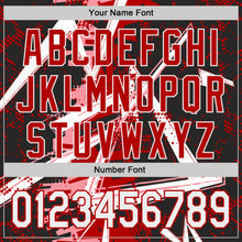 Laden Sie das Bild in den Galerie-Viewer, Uksn Individuelles Schwarz Weiß Mittelrosa-Rot Geometrische Splitter-Punktgitter Authentic Baseball Trikot
